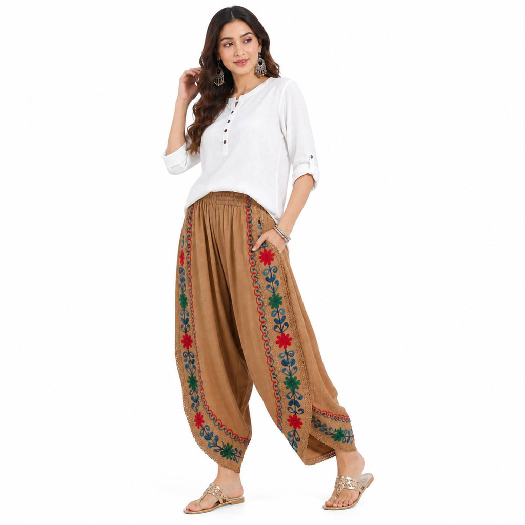 Desert Bloom Embroidered Dhoti Pants