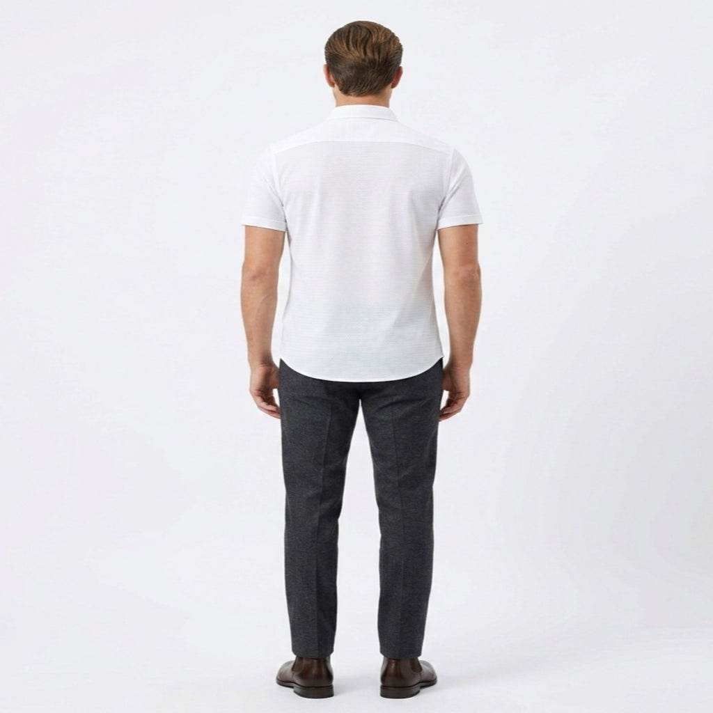 Men's Classic White Casual Half Sleeve Shirt-3