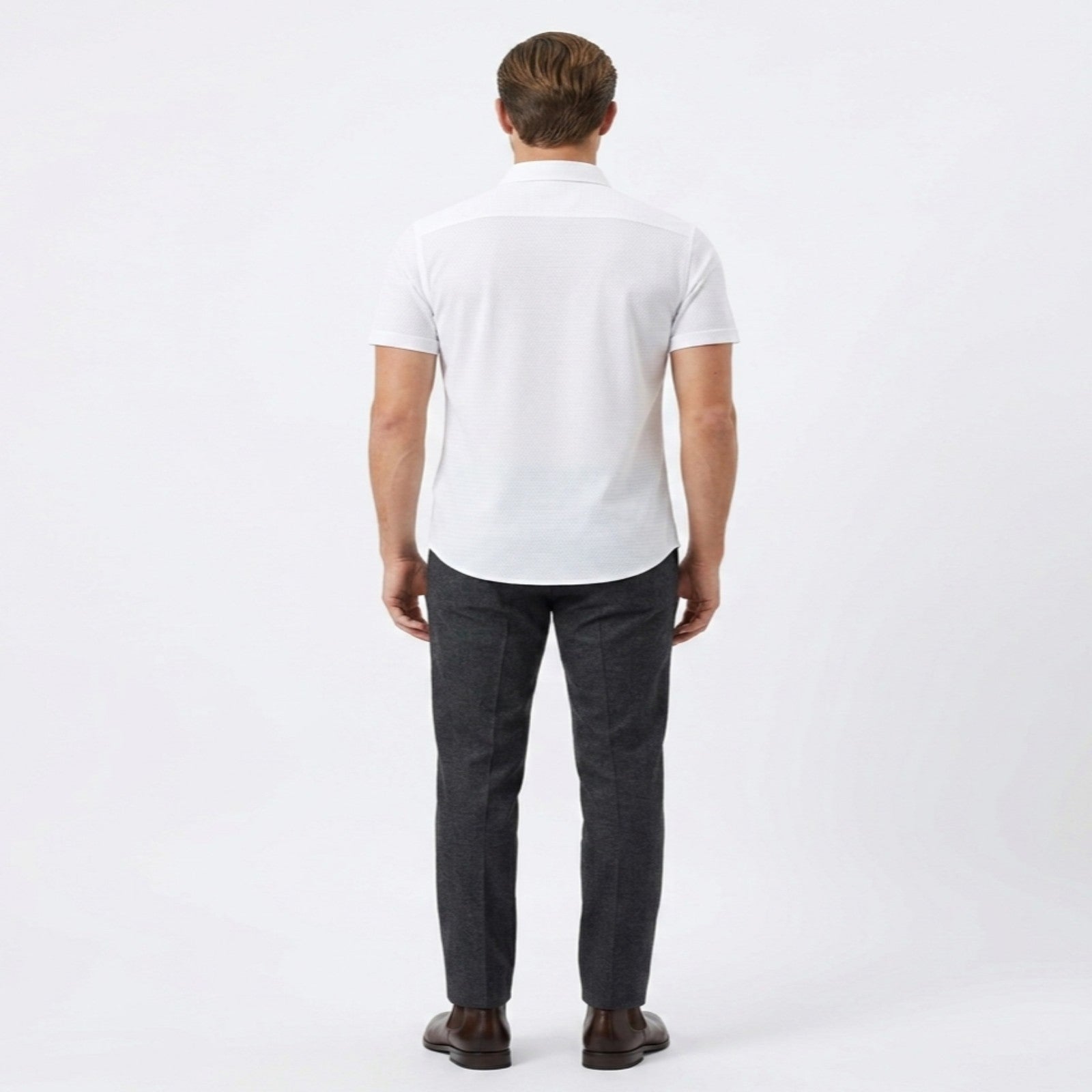 Men's Classic White Casual Half Sleeve Shirt-3