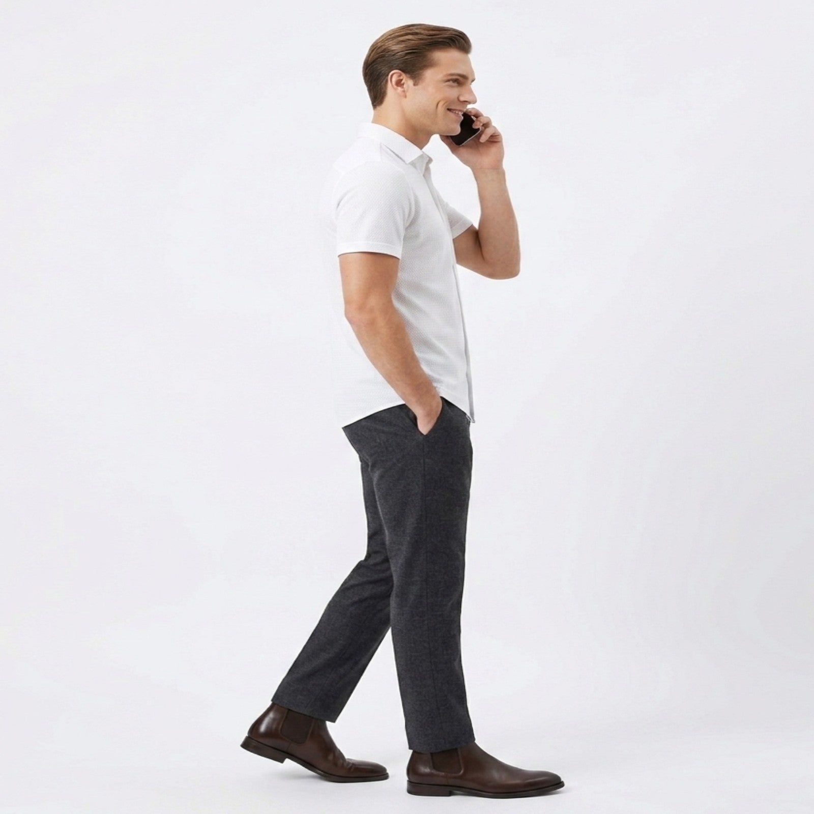 Men's Classic White Casual Half Sleeve Shirt-1