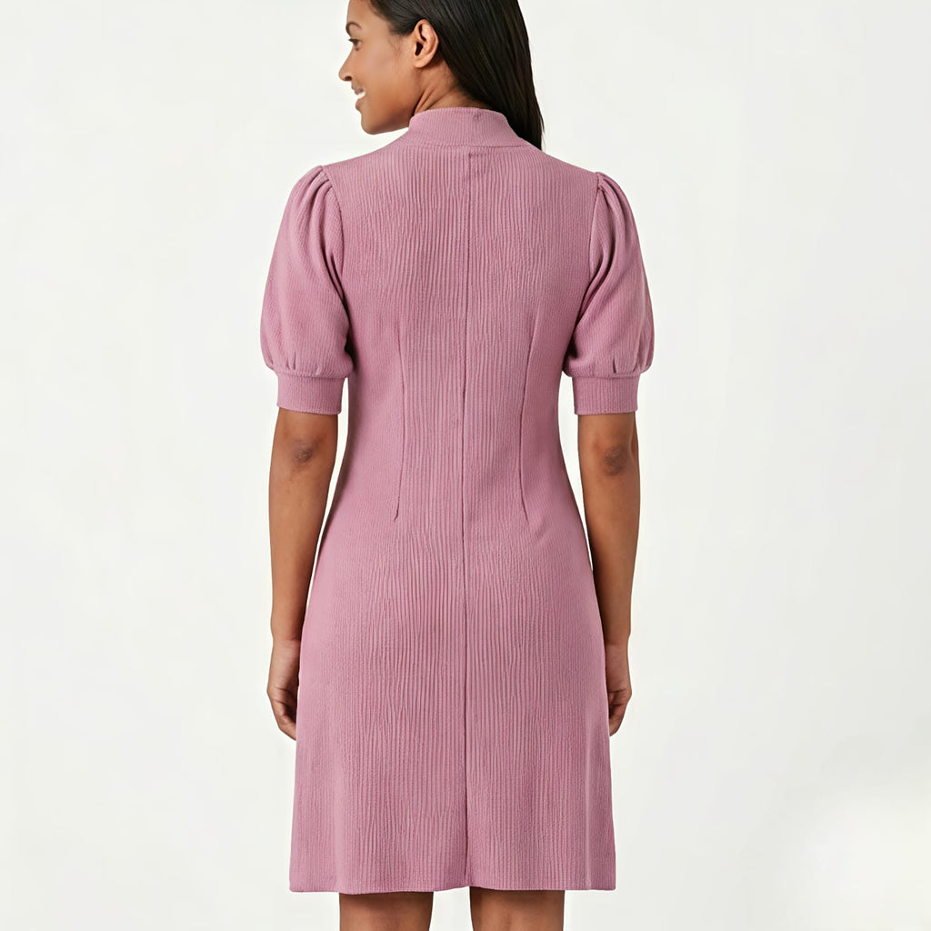 Women's Soft Blush Puff Sleeve Midi Dress