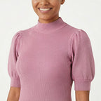 Women's Soft Blush Puff Sleeve Midi Dress