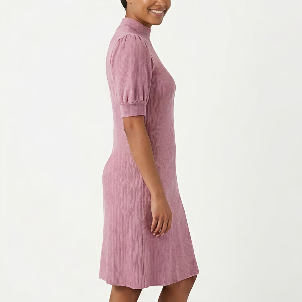 Women's Soft Blush Puff Sleeve Midi Dress