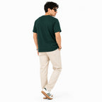 Men's Solid Dark Green Crew Neck T-Shirt