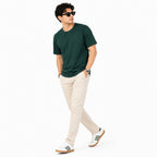 Men's Solid Dark Green Crew Neck T-Shirt