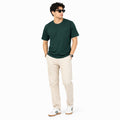 Men's Solid Dark Green Crew Neck T-Shirt