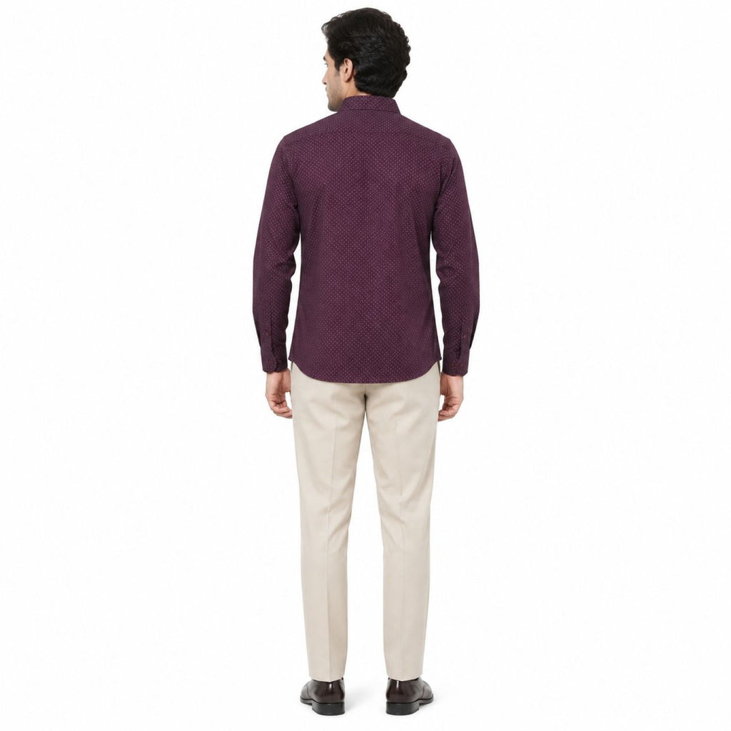 Formal Deep Plum Microprinted Shirts-4