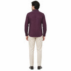 Formal Deep Plum Microprinted Shirts-4