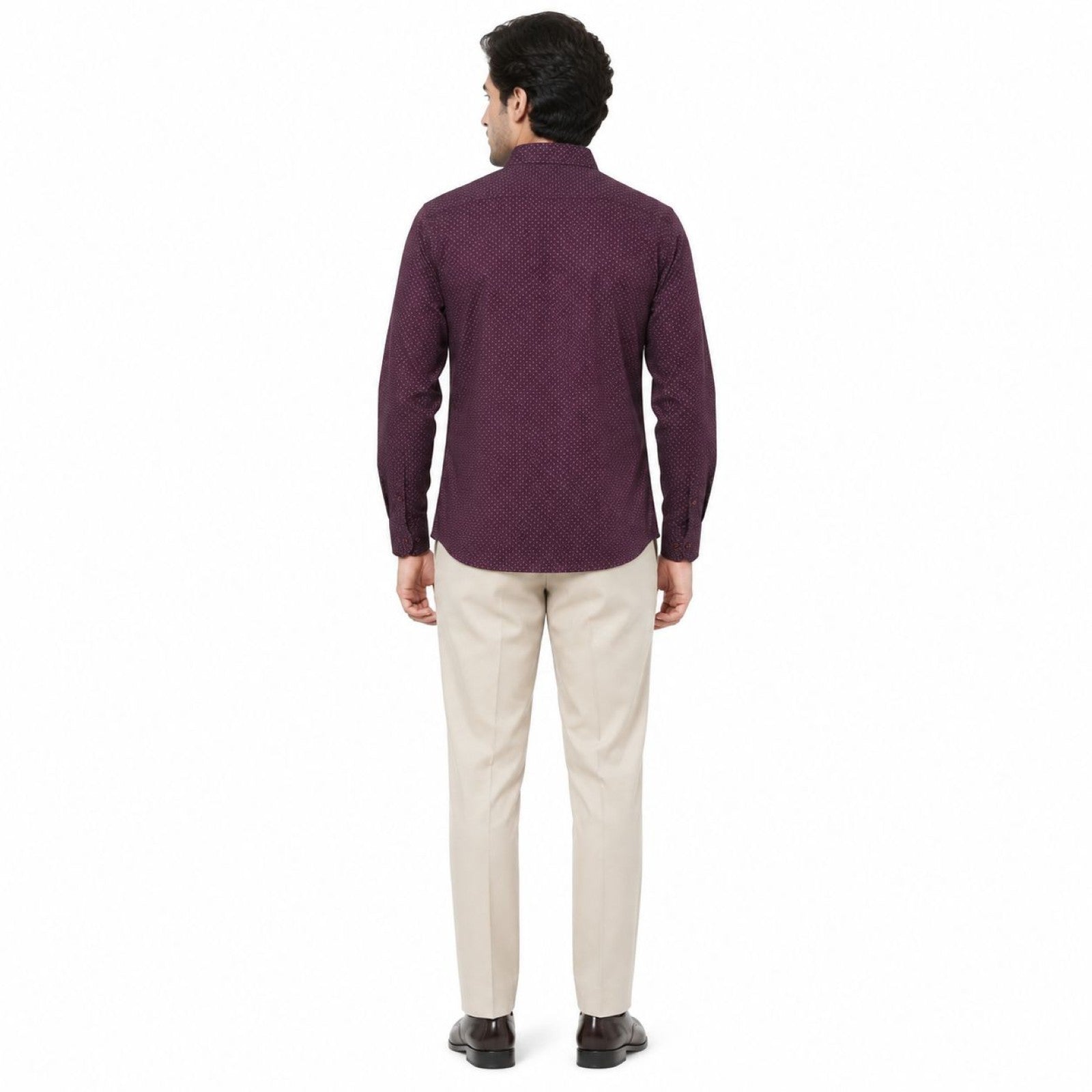Formal Deep Plum Microprinted Shirts-4
