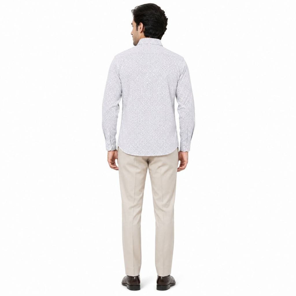 Formal White Microprinted Shirts-4