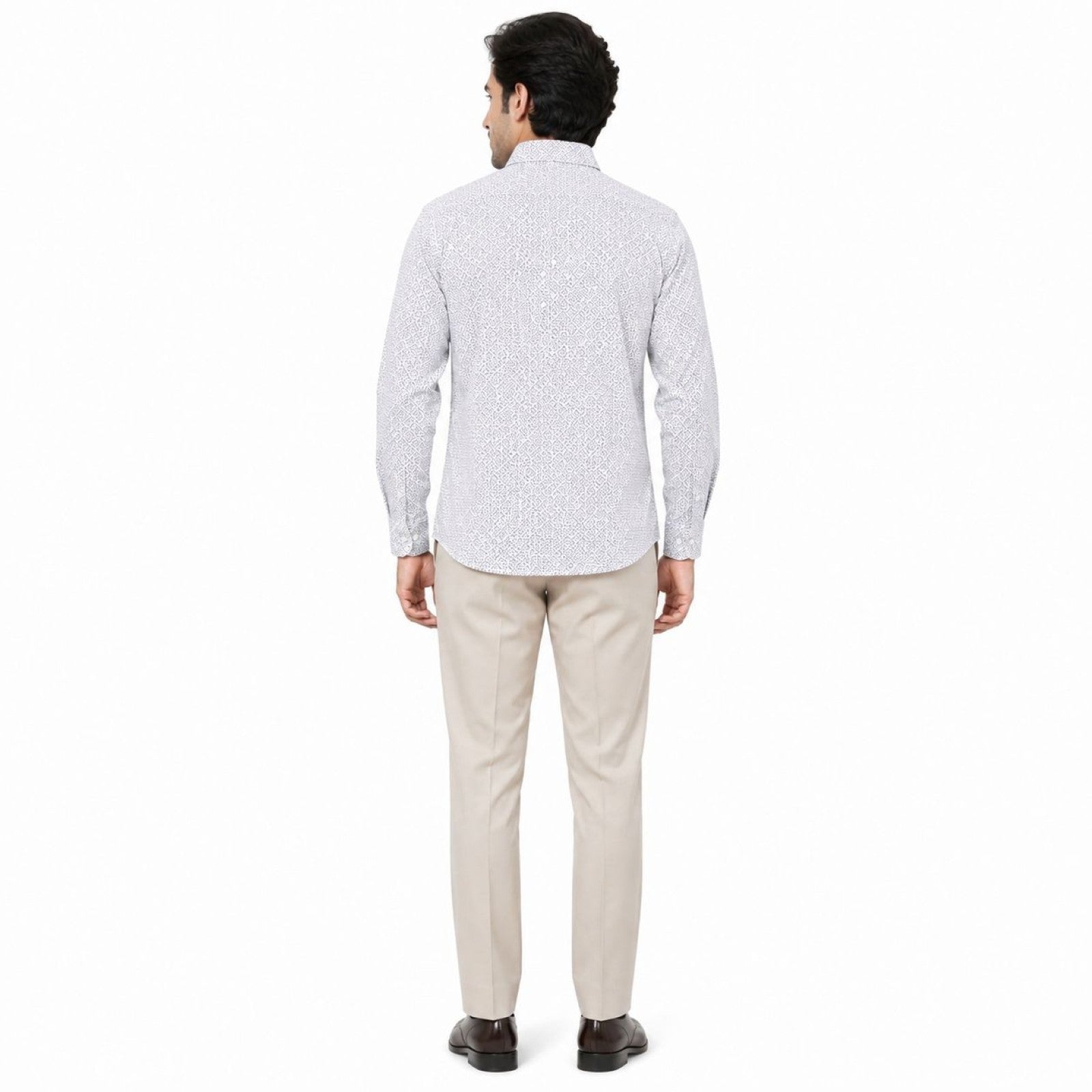 Formal White Microprinted Shirts-4