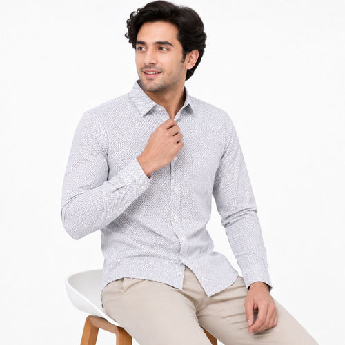 Formal White Microprinted Shirts-2