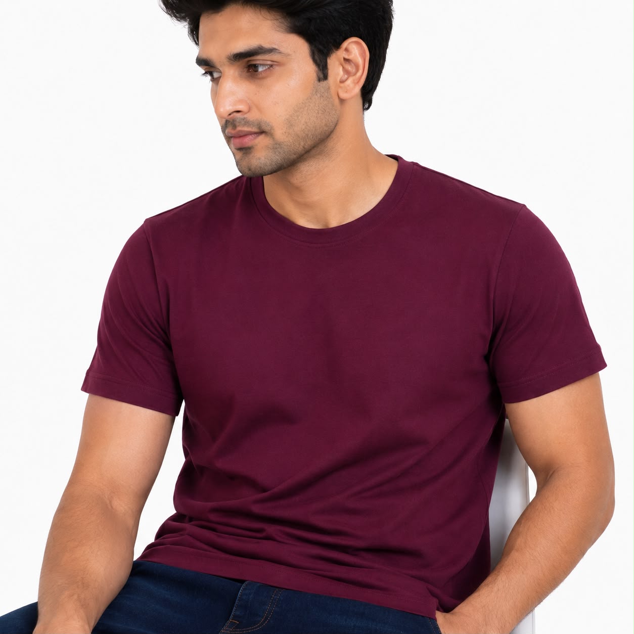 Classic Wine Crew Neck T-Shirt-4