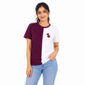 Dual Tone Maroon Color Block T-Shirt