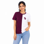 Dual Tone Maroon Color Block T-Shirt