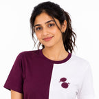 Dual Tone Maroon Color Block T-Shirt