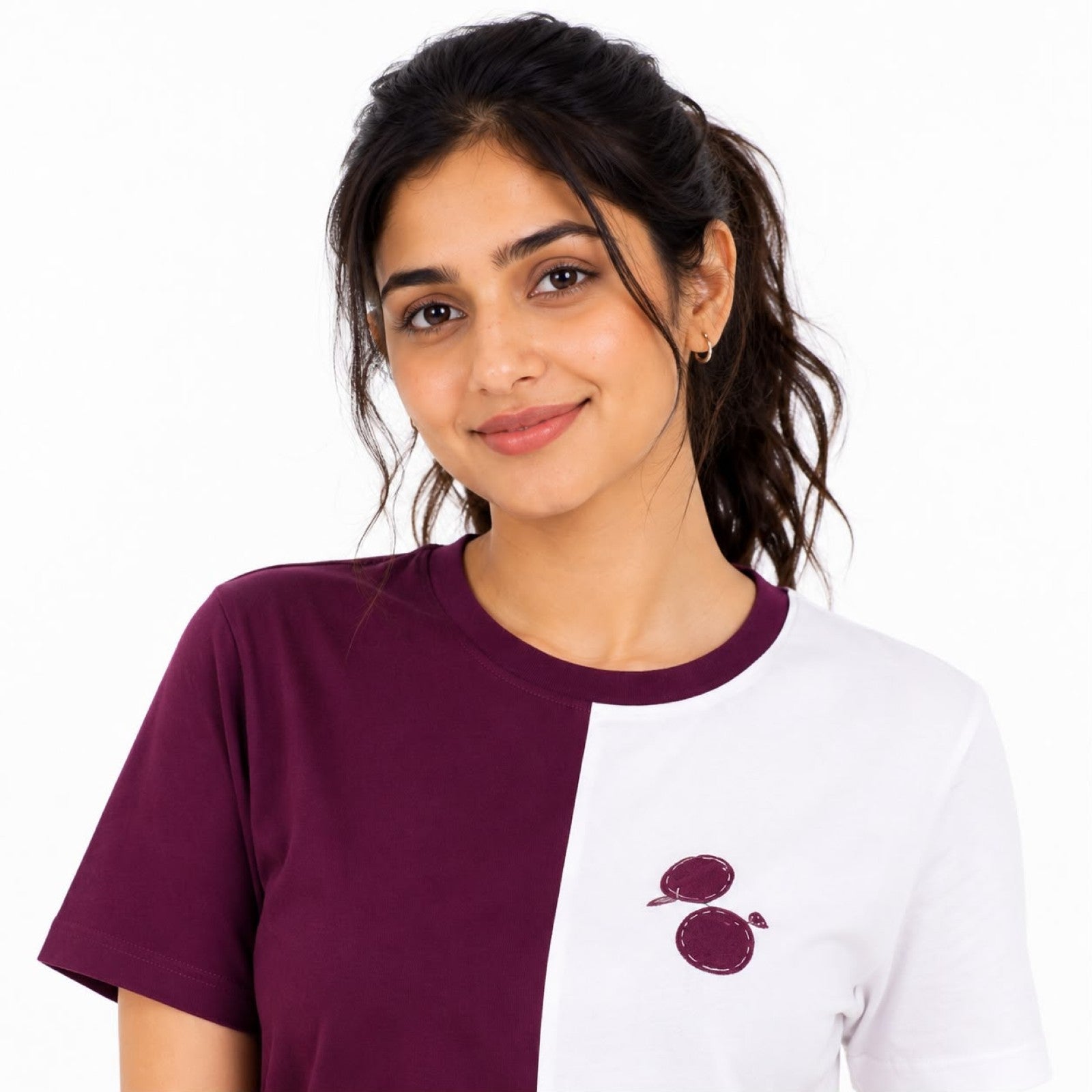 Dual Tone Maroon Color Block T-Shirt