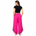 Boho Pink Embroidered Sheer Overlay Pants