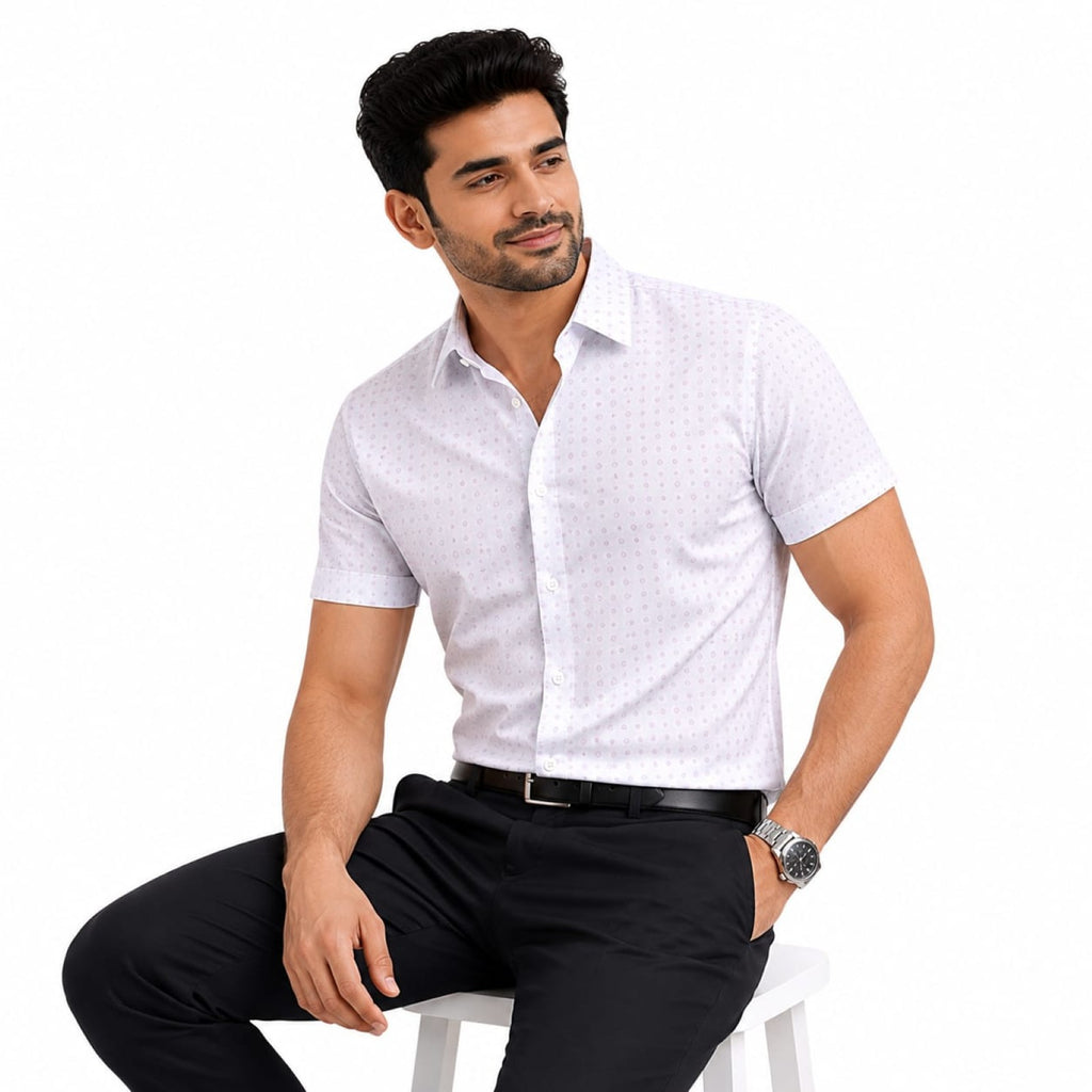 Classic Microprinted White Formal Shirts