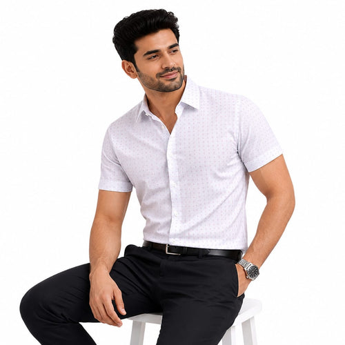 Classic Microprinted White Formal Shirts