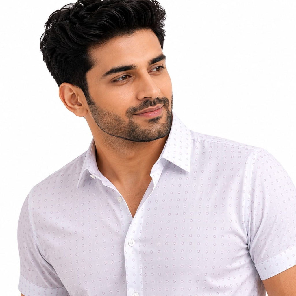 Classic Microprinted White Formal Shirts