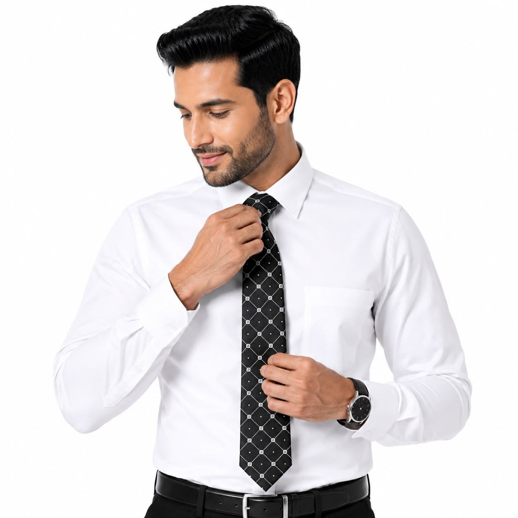 Charcoal Black  Diamond Grid Tie