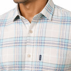 Men's White & Sky Blue Check Formal Shirt