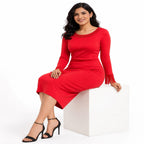Coral Grace Bodycon Midi Dress