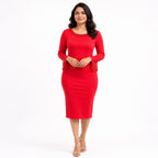 Coral Grace Bodycon Midi Dress