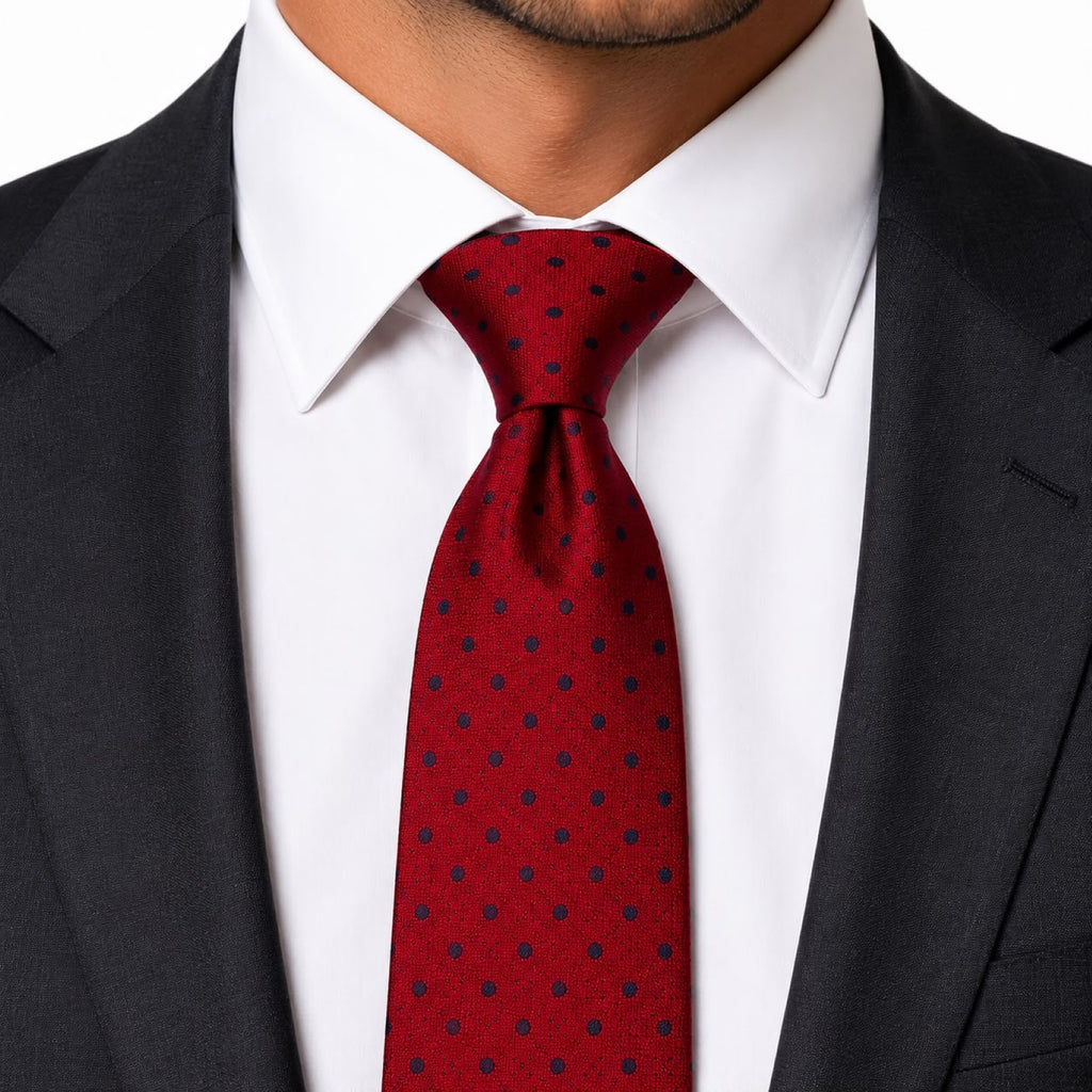 Crimson Micro-Dot Tie