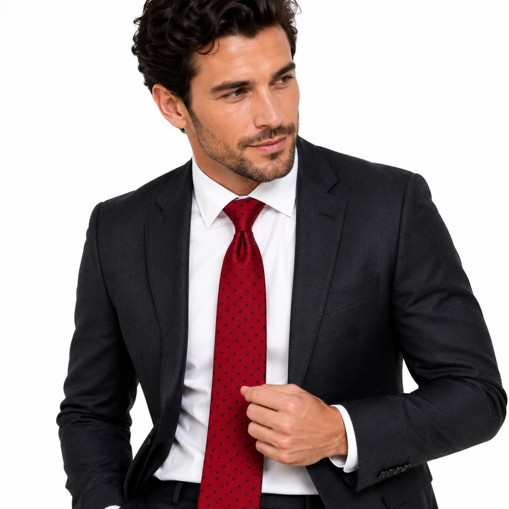 Crimson Micro-Dot Tie