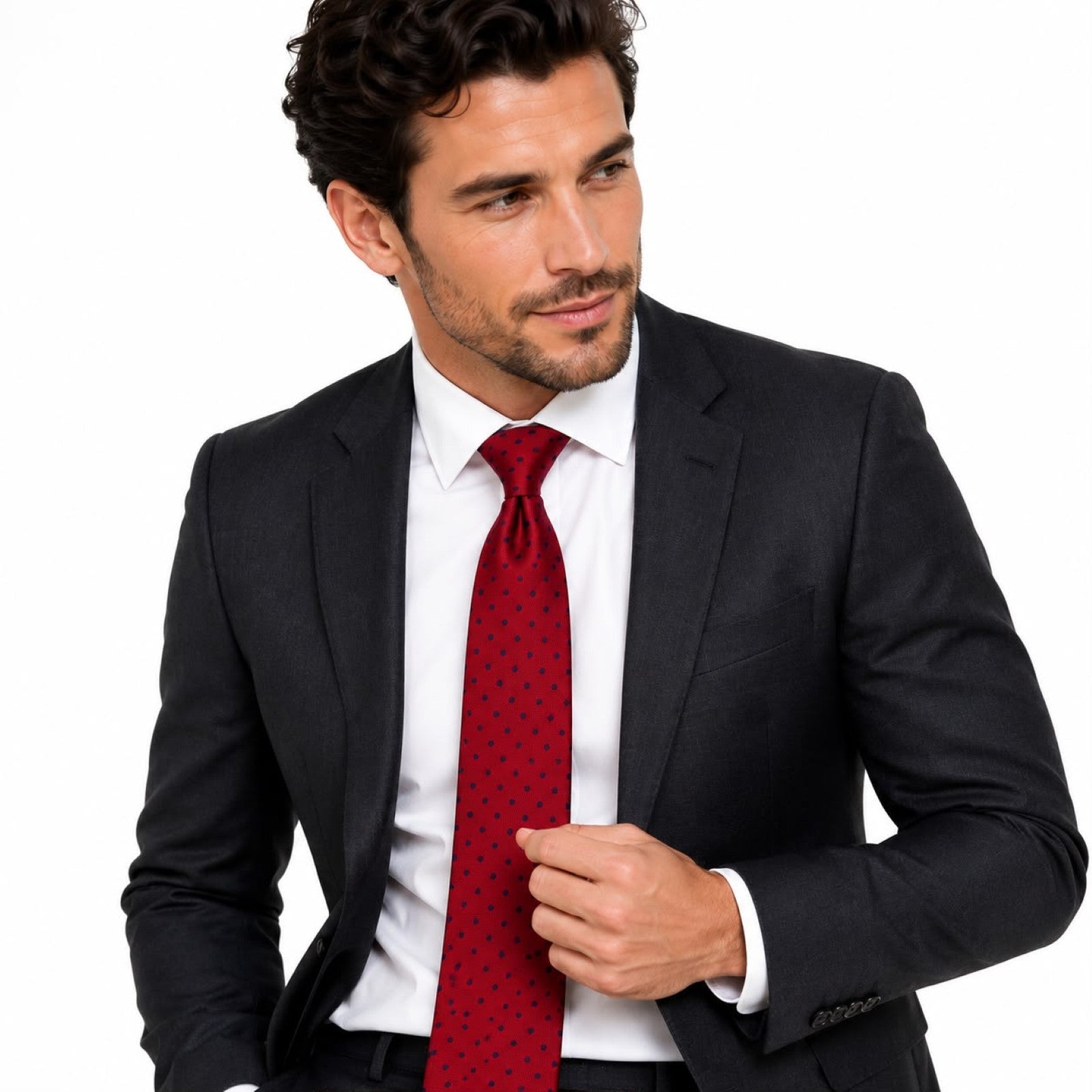 Crimson Micro-Dot Tie