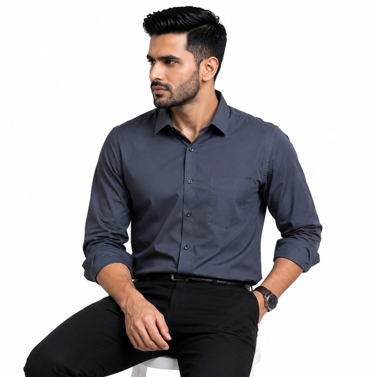 Men's Grey Formal Shirt