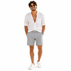 Men's Green Drawstring Cotton Blend Casual Shorts | Comfortable Summer Beach Shorts for Men