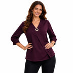 Elegant Charm Wrap Style Office Top