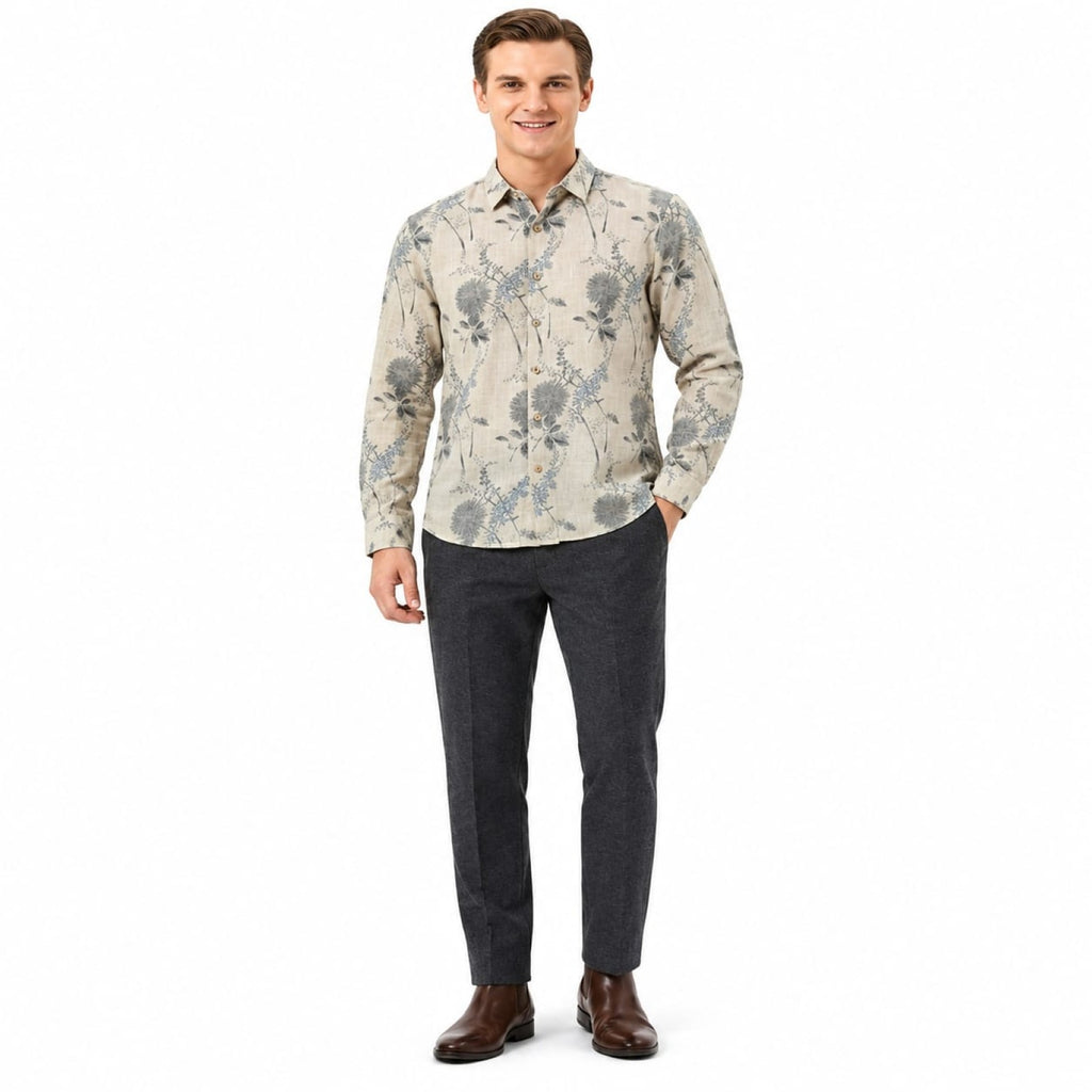 Men's Floral Print Casual Full Sleeve Shirt
