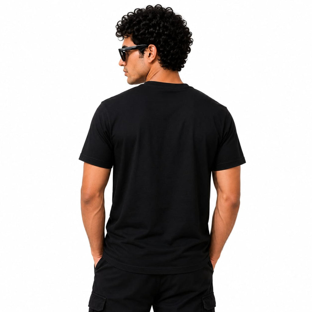 Men's Jet Black Super Human Graphic Casual T-Shirt