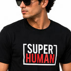 Men's Jet Black Super Human Graphic Casual T-Shirt