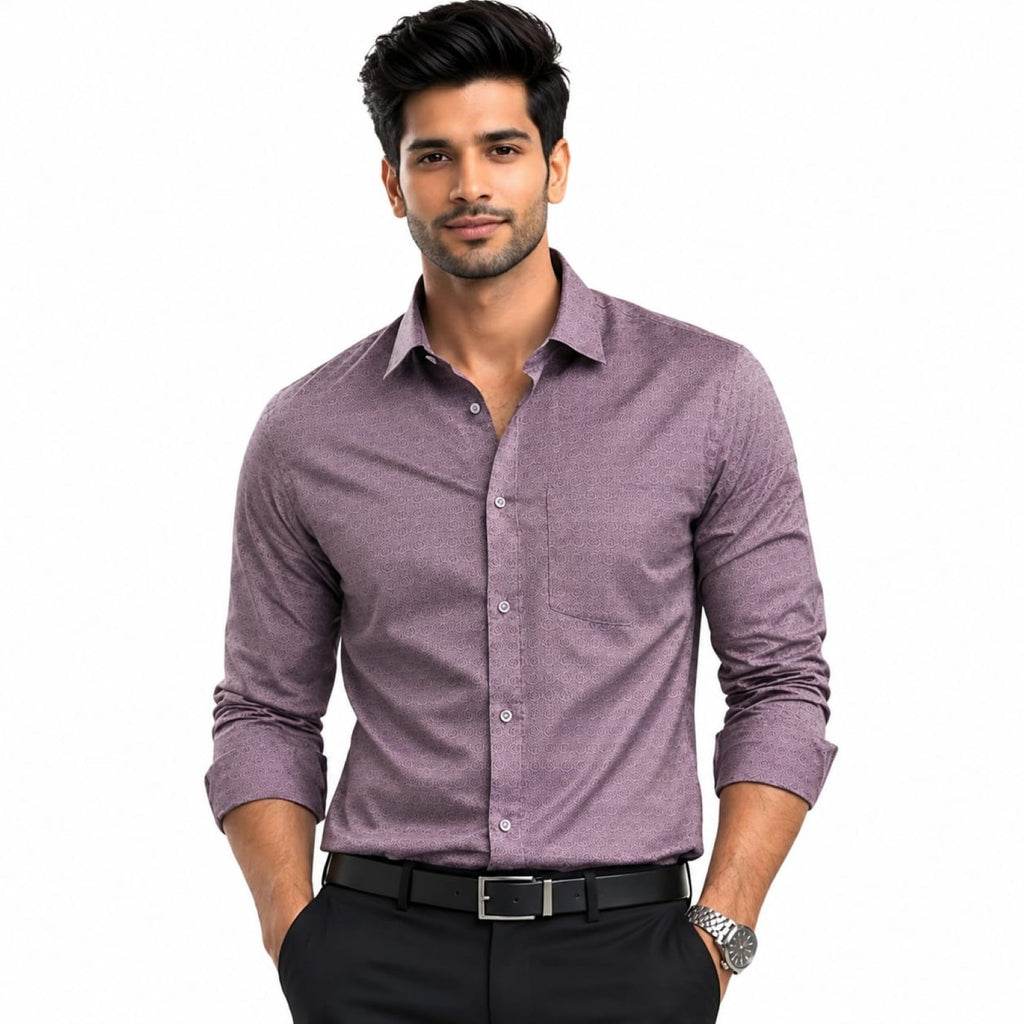 Men's Lavender Micro Pattern Formal Shirt