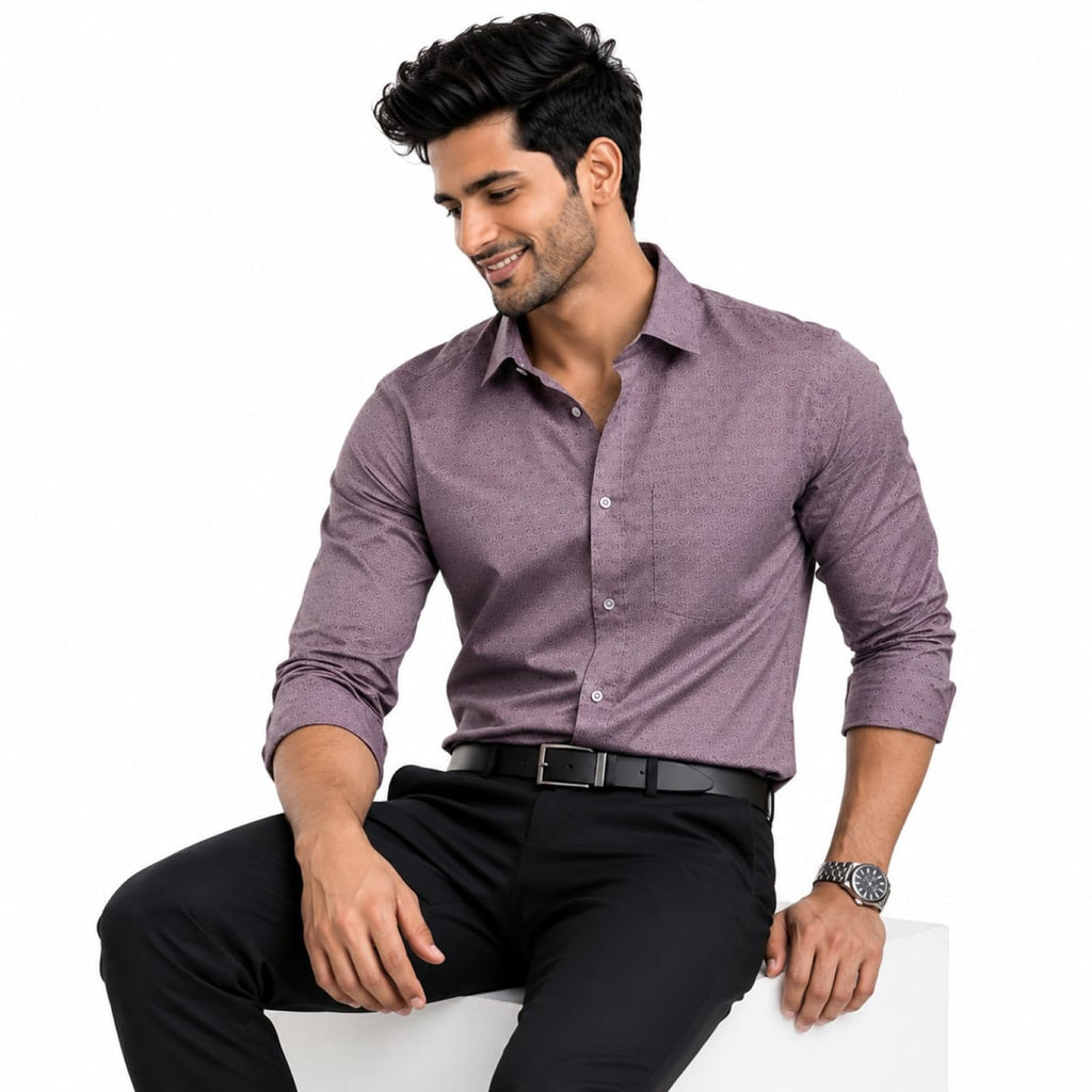 Men's Lavender Micro Pattern Formal Shirt