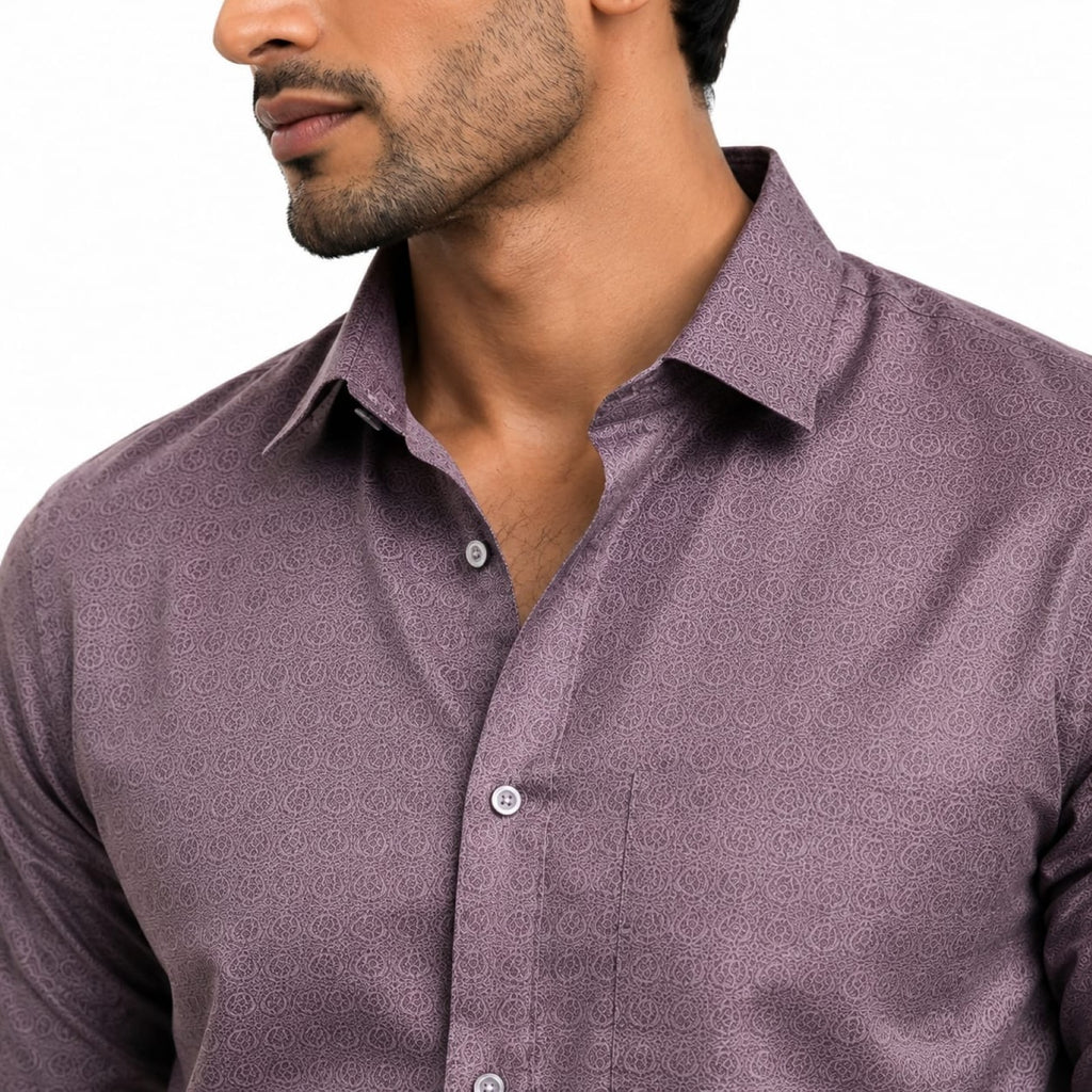 Men's Lavender Micro Pattern Formal Shirt