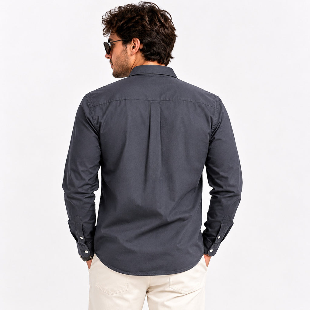 Men's Grey Solid Full Sleeve Casual Shirt