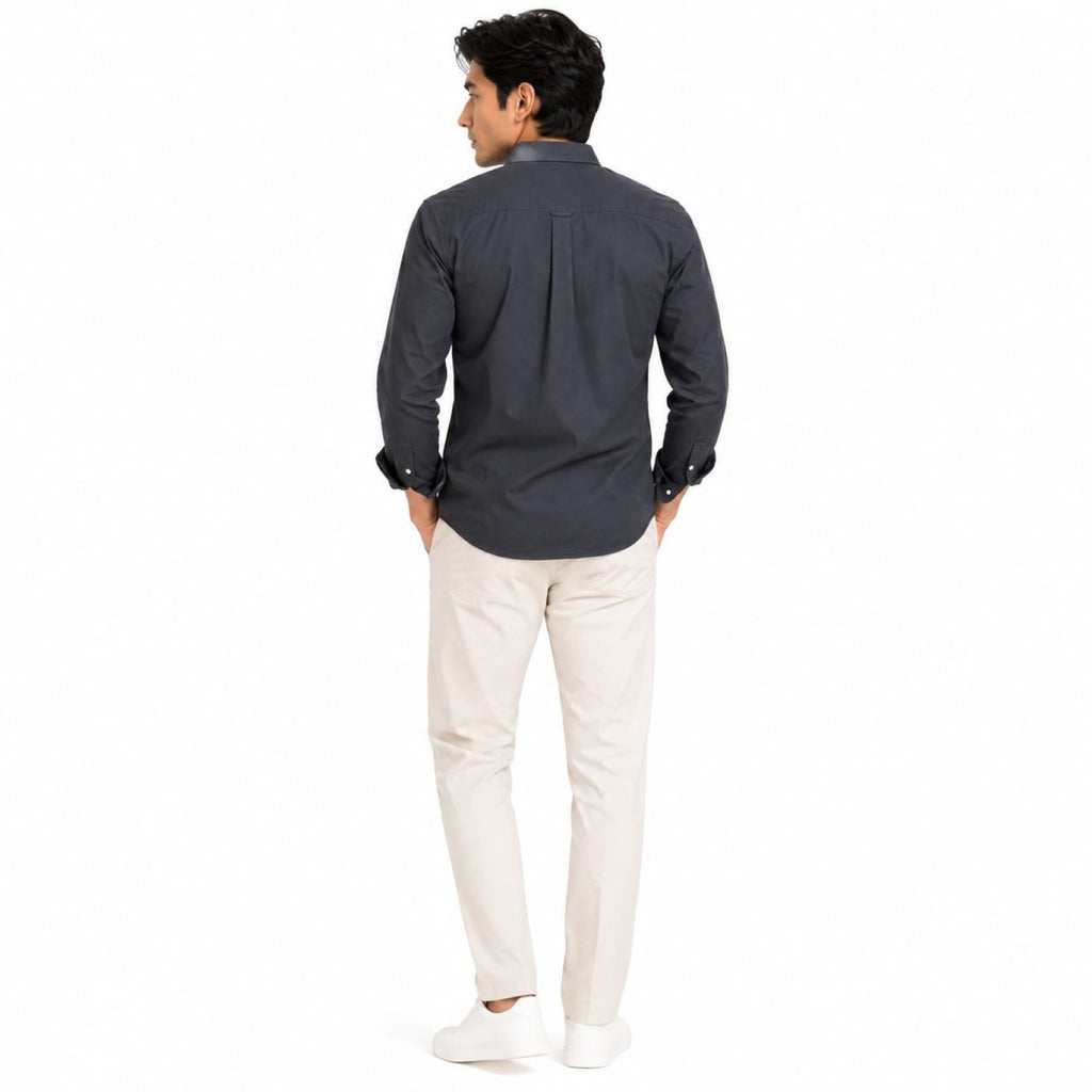 Men's Grey Solid Full Sleeve Casual Shirt