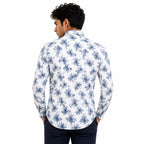 Men's Light Blue Floral Printed Full Sleeve Casual Shirt