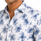 Men's Light Blue Floral Printed Full Sleeve Casual Shirt