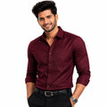 Men's Burgundy Micro Pattern Formal Shirt