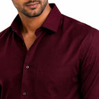 Men's Burgundy Micro Pattern Formal Shirt