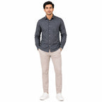 Men's Blue Printed Full Sleeve Casual Shirt