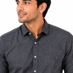 Men's Blue Printed Full Sleeve Casual Shirt
