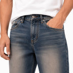 Men's Blue Washed Straight Fit Denim Jeans